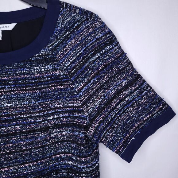 Diane Von Furstenberg Tweed Sweater Petite Colorful Waist Tie - Picture 4 of 12